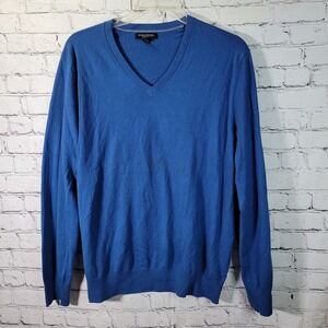 Banana Republic V-Neck Pullover Sweater Luxury Blend Silk Cashmere Blue Men's XL